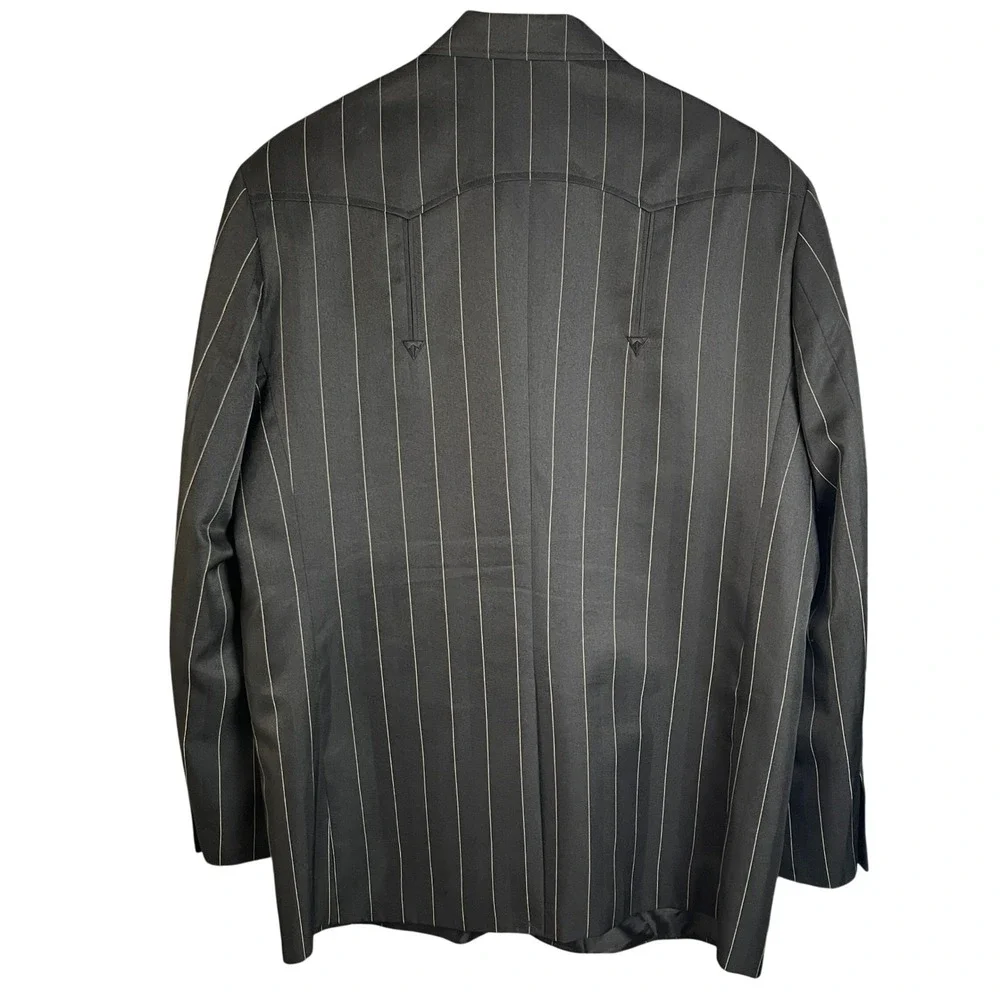 Elegante Mexico Mens Western Blazer 46‎ / 38  Black Pinstripe Herringbone Arrow